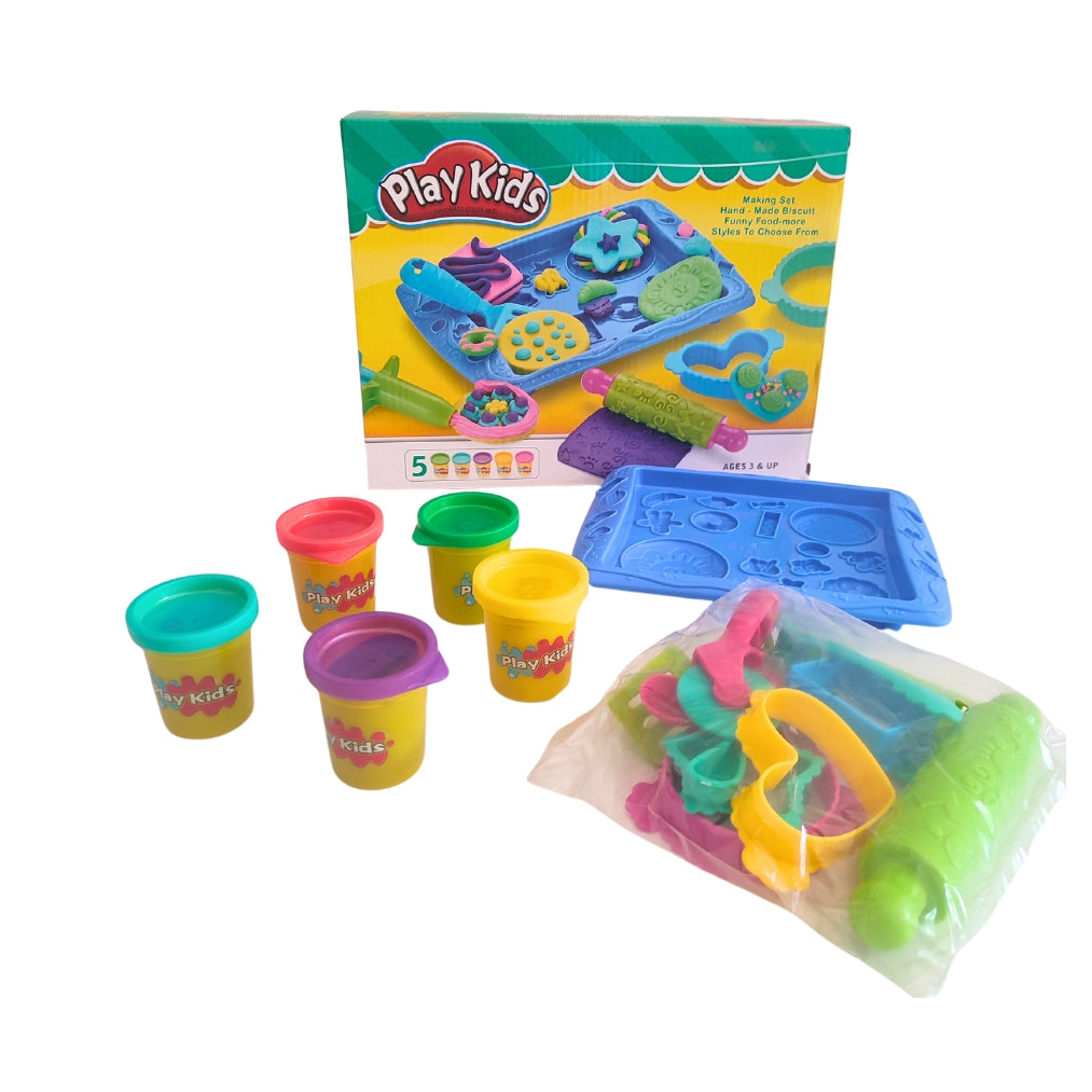 Pate à modeler plusieurs couleurs 5 pots + 12 accessoires - Créativité