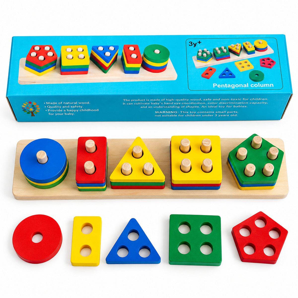 Jeu éducatif en bois – Formes et couleurs 5 pc