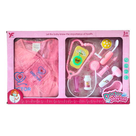 Jeu docteur avec accessoires blouse rose et bleu