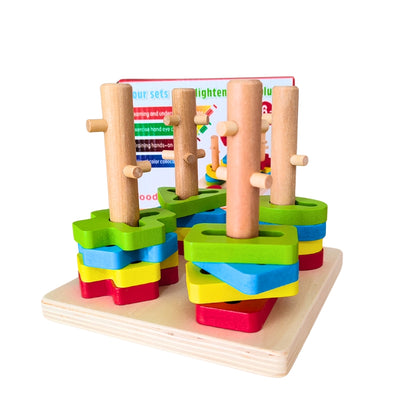 Jeu éducatif en bois – formes à empiler