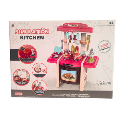 Cuisine rouge pour enfant avec accessoires