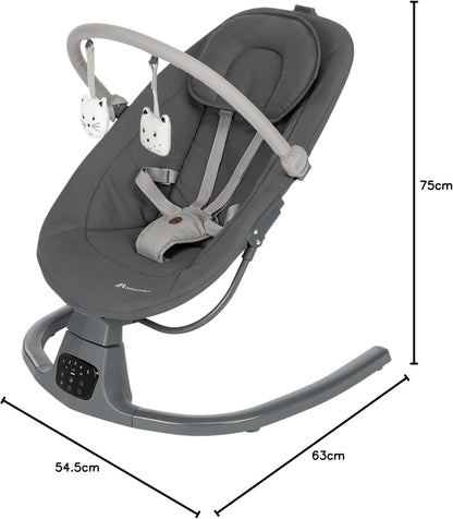 Balancelle électrique bébé  – 5 vitesses, détection de mouvement et musique