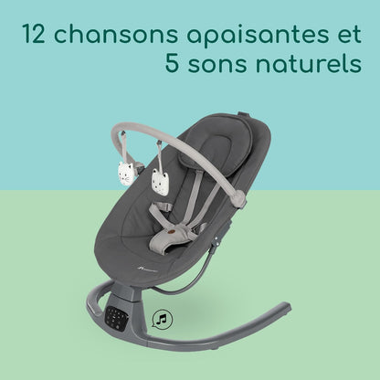 Balancelle électrique bébé  – 5 vitesses, détection de mouvement et musique