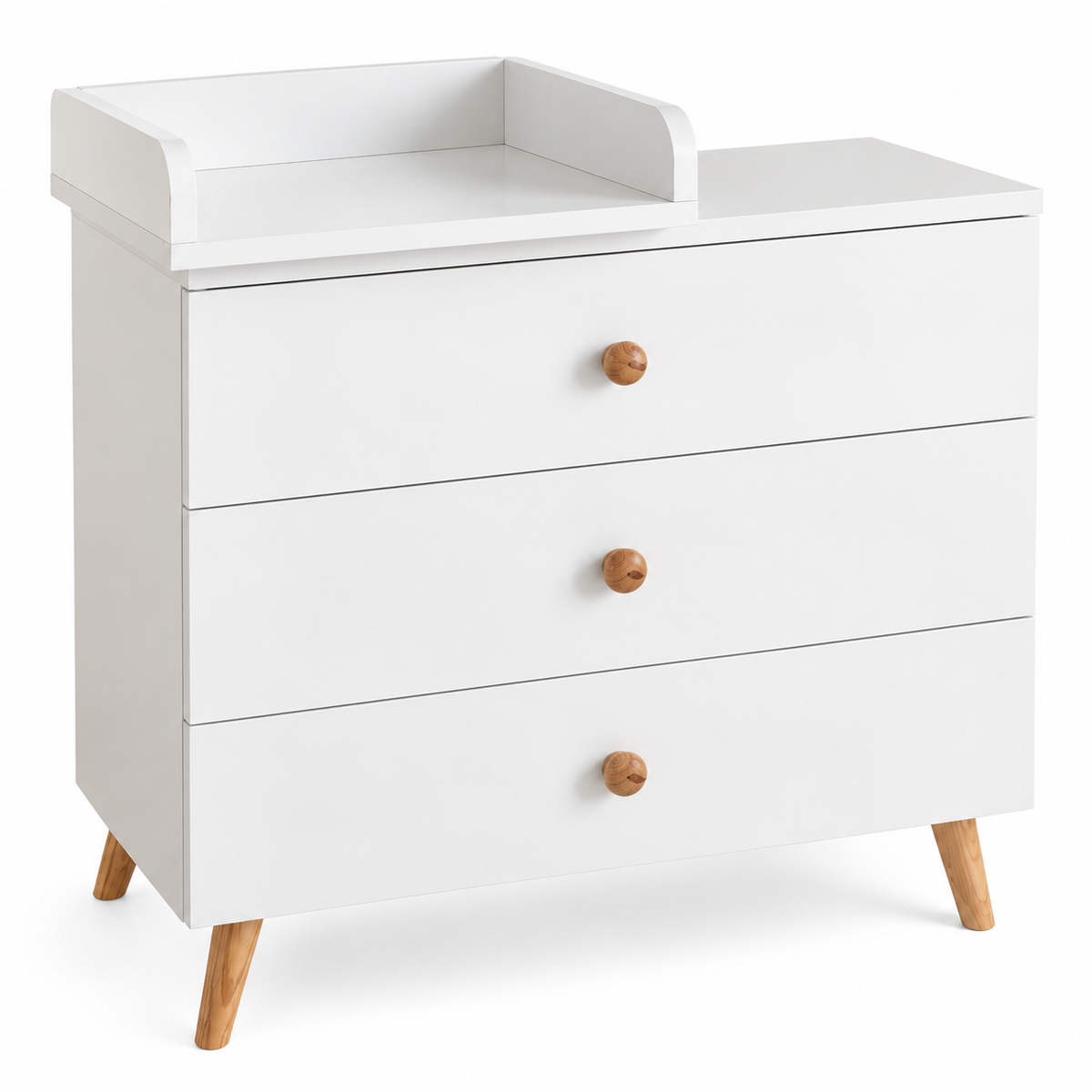 Commode bébé 3 tiroirs avec table à langer amovible – Blanc et bois | Esprit Jouets