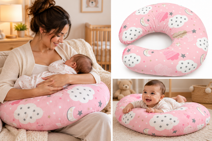 Coussin d’allaitement bébé rose – Confort maman & bébé