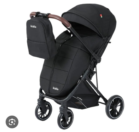 Poussette noir réversible avec sac maman