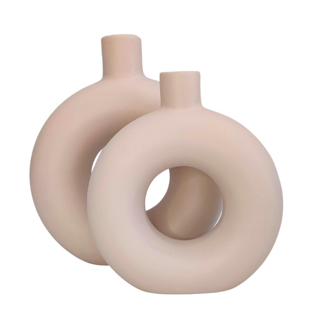 Vase rond décoration Blanc et Beige - Esprit Jouets