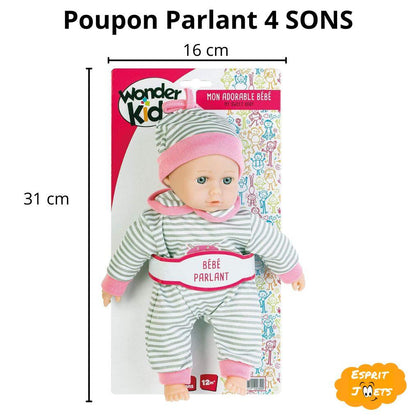 Poupon Parlant 25cm 4 sons - Esprit Jouets